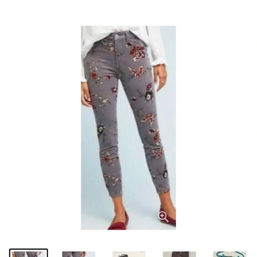 Pilcro and the Letterpress Floral Skinny High Rise Corduroy Pants size 26